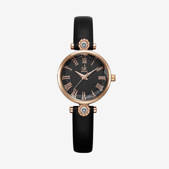 Reloj de Dama con Diamantes Incrustados y Cristal Floral