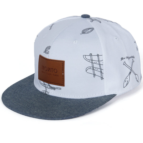 Gorra de Béisbol Denim Casual con Parches de Letras Graffiti