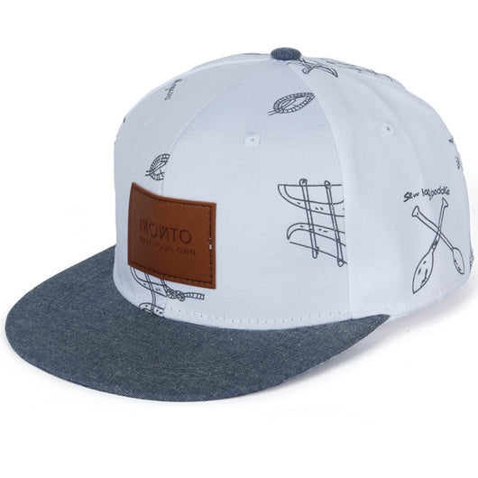 Gorra de Béisbol Denim Casual con Parches de Letras Graffiti