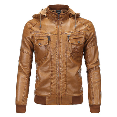 Chaqueta de Cuero con Forro Polar y Capucha - Image 8