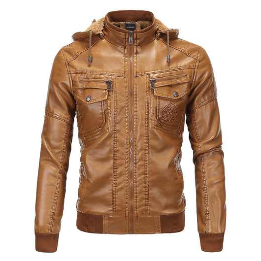 Chaqueta de Cuero con Forro Polar y Capucha - Image 8