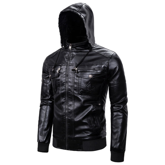 Chaqueta de Cuero con Forro Polar y Capucha - Image 10