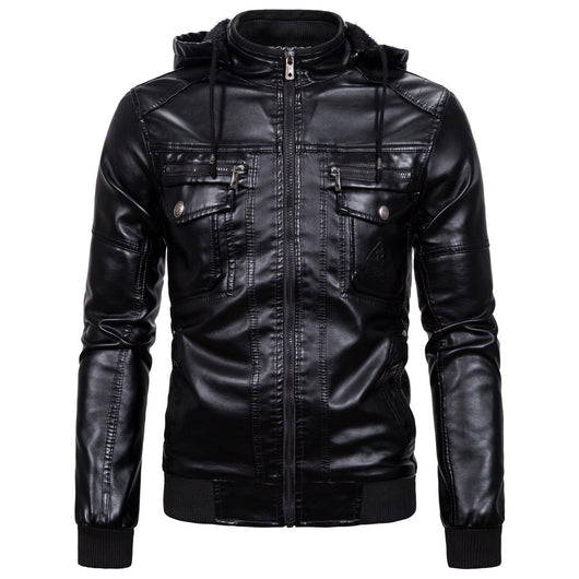 Chaqueta de Cuero con Forro Polar y Capucha - Image 11