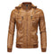 Chaqueta de Cuero con Forro Polar y Capucha