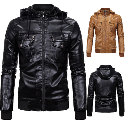 Chaqueta de Cuero con Forro Polar y Capucha - Image 3