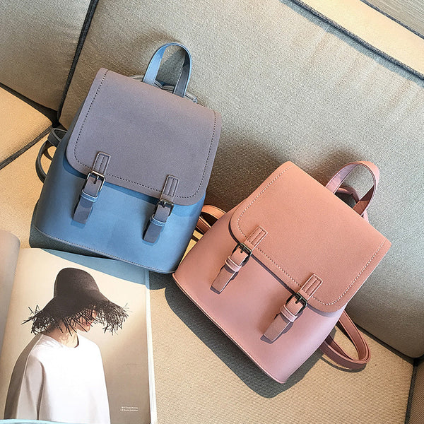 Mochila Compacta de Cuero PU en Colores Pastel para Mujer