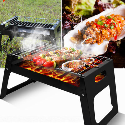 Asador Portátil Plegable de Hierro para Pollo a la Brasa, Kebabs y Carnes