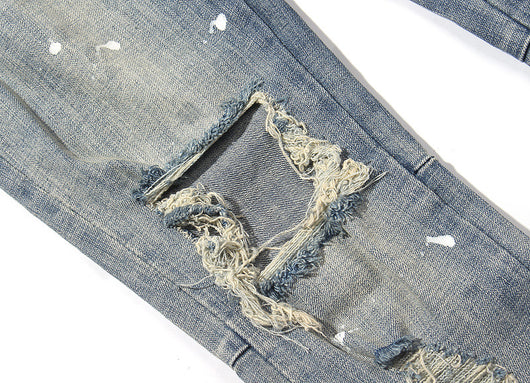 Jeans Slim Fit a Cuadros con Detalles Rotos y Micro Elasticidad - Image 4