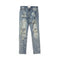 Jeans Slim Fit a Cuadros con Detalles Rotos y Micro Elasticidad