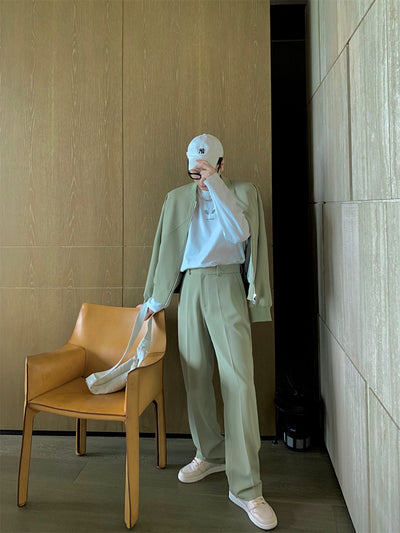 Traje Casual de Dos Piezas con Pantalón Drapeado para Hombre - Otoño Temprano - Image 11