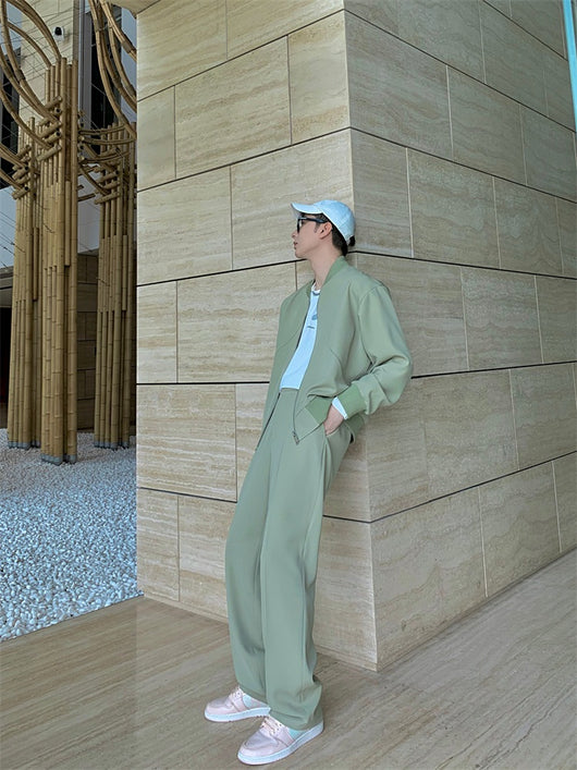 Traje Casual de Dos Piezas con Pantalón Drapeado para Hombre - Otoño Temprano - Image 9
