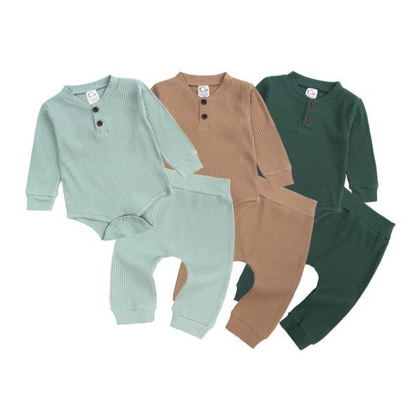 Conjunto de Dos Piezas para Bebé con Pantalón a Rayas - Romper Casual Infantil