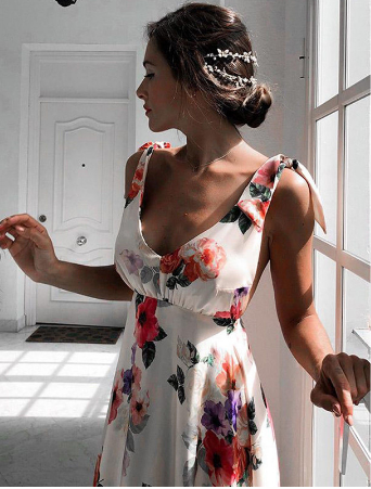 Vestido Floral Minimalista sin Mangas - Image 5
