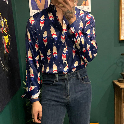 Camisa Manga Larga Slim Fit con Estampado de Plumas - Image 7