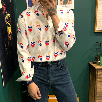 Camisa Manga Larga Slim Fit con Estampado de Plumas - Image 9