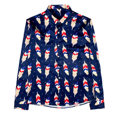 Camisa Manga Larga Slim Fit con Estampado de Plumas - Image 11