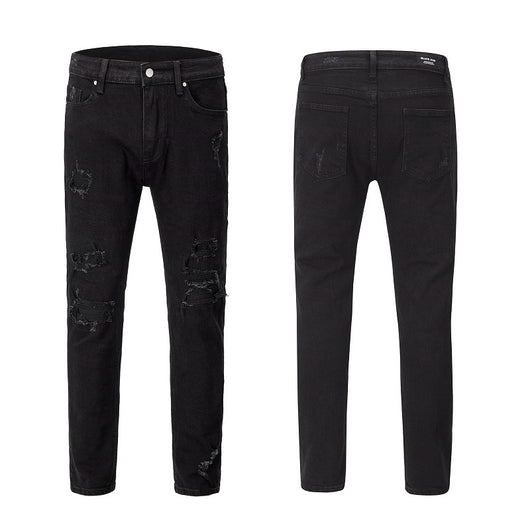 Pantalones Vaqueros Negros Rotos Slim Fit con Stretch - Image 7
