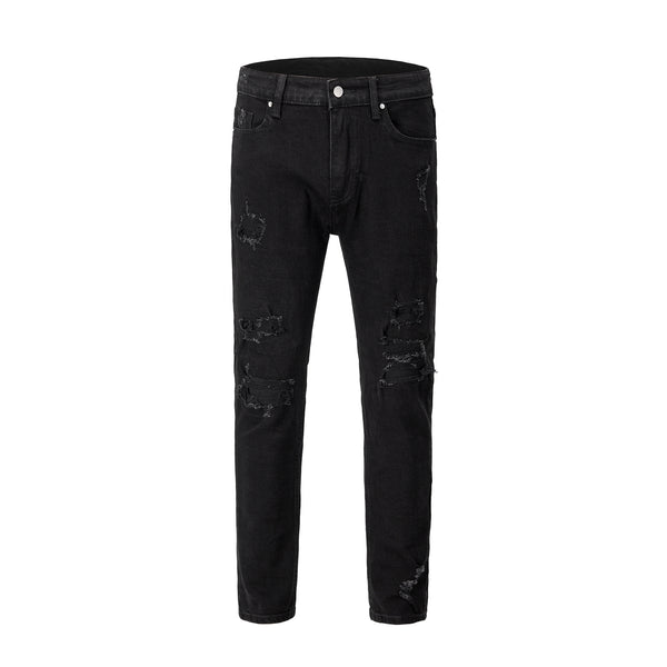 Pantalones Vaqueros Negros Rotos Slim Fit con Stretch