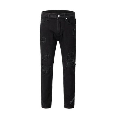 Pantalones Vaqueros Negros Rotos Slim Fit con Stretch - Image 2