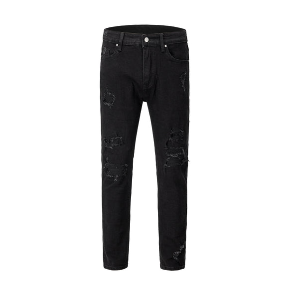 Pantalones Vaqueros Negros Rotos Slim Fit con Stretch
