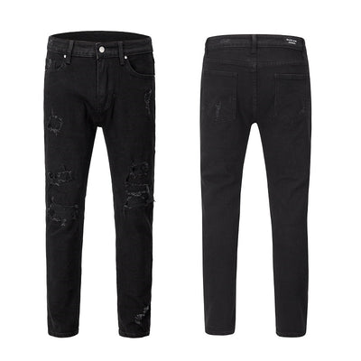 Pantalones Vaqueros Negros Rotos Slim Fit con Stretch