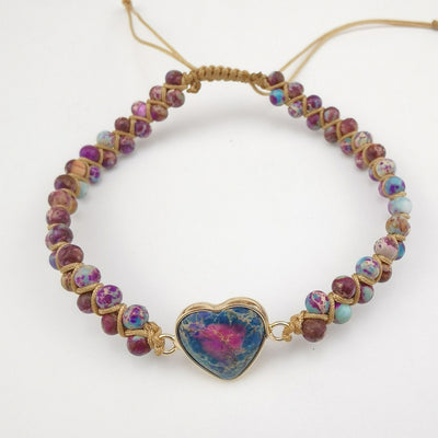 Pulsera de Piedra Emperador Rojo con Corazón de Durazno - Brazalete Trenzado de Amor - Image 15