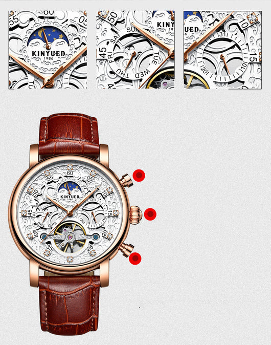 Reloj Mecánico de Cuero Genuino para Hombre Ejecutivo - Image 7