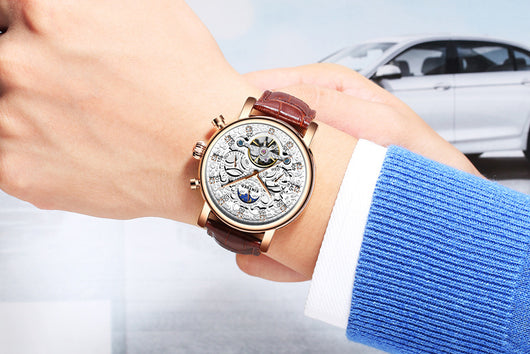 Reloj Mecánico de Cuero Genuino para Hombre Ejecutivo - Image 9