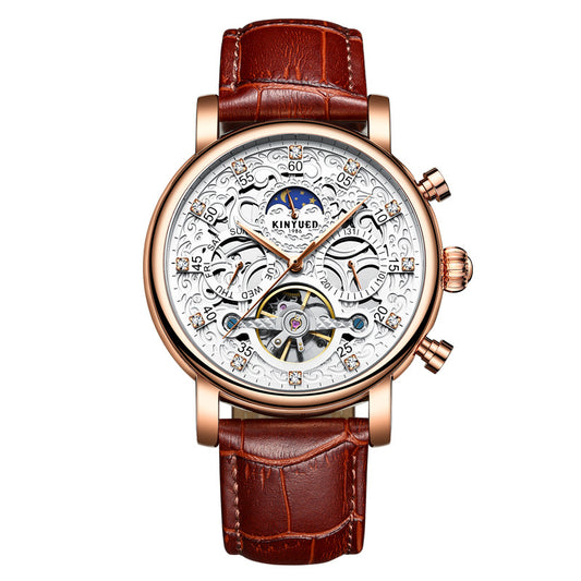 Reloj Mecánico de Cuero Genuino para Hombre Ejecutivo