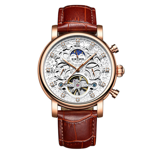 Reloj Mecánico de Cuero Genuino para Hombre Ejecutivo