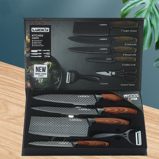 Juego de 6 Cuchillos de Acero Inoxidable con Mango de Madera - Image 17