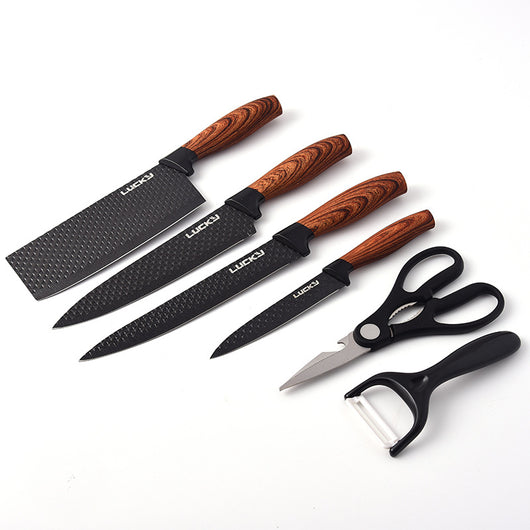 Juego de 6 Cuchillos de Acero Inoxidable con Mango de Madera - Image 3