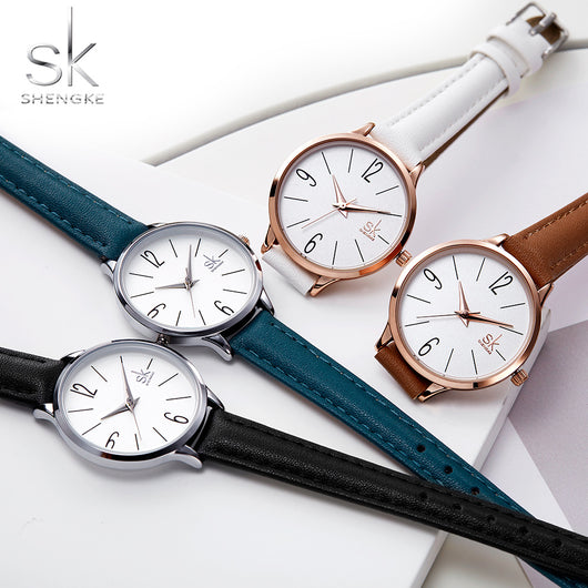 Reloj de Cuero para Mujer Shengke Elegancia Moderna - Image 9