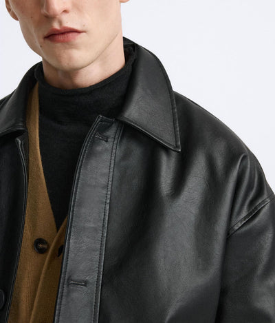 Chaqueta de Cuero Sintético Cuadrada para Hombre - Image 11