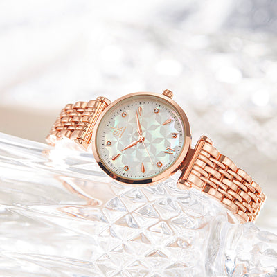Reloj de Dama con Bisel de Perlas y Esfera de Concha - Cuarzo Resistente - Image 11