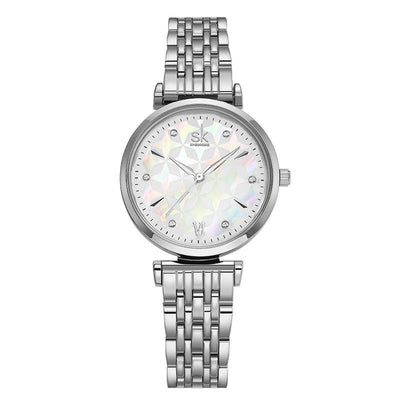 Reloj de Dama con Bisel de Perlas y Esfera de Concha - Cuarzo Resistente - Image 4