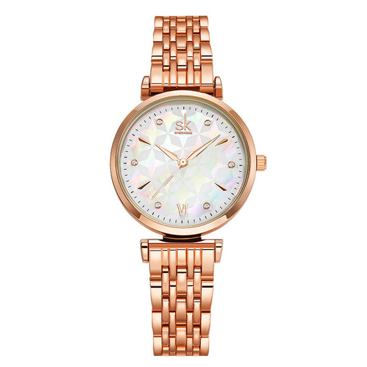 Reloj de Dama con Bisel de Perlas y Esfera de Concha - Cuarzo Resistente - Image 3