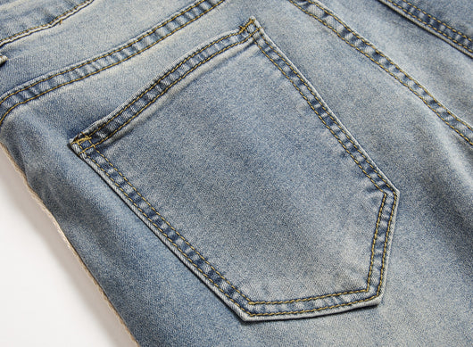 Jeans Retro Blanco Rayado con Roturas en los Tobillos para Hombre - Image 9