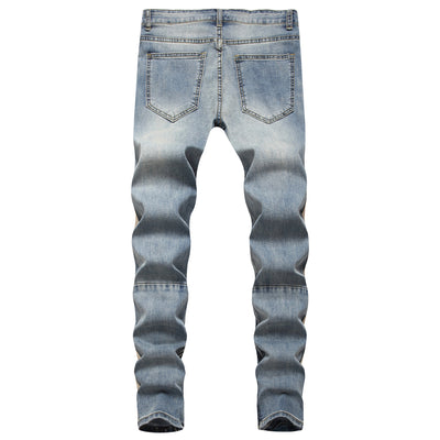 Jeans Retro Blanco Rayado con Roturas en los Tobillos para Hombre - Image 2