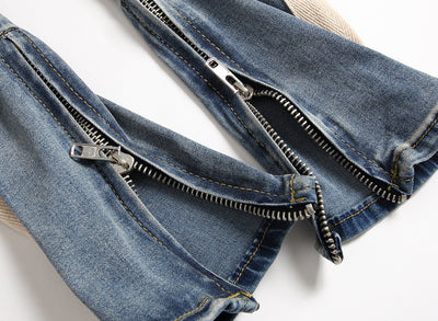 Jeans Retro Blanco Rayado con Roturas en los Tobillos para Hombre - Image 4