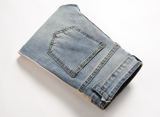 Jeans Retro Blanco Rayado con Roturas en los Tobillos para Hombre - Image 5