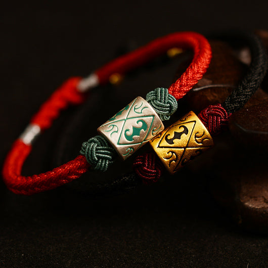 Pulsera Trenzada Roja Tanabata - Brazalete de Plata para Parejas Día de San Valentín - Image 8