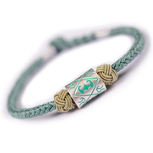 Pulsera Trenzada Roja Tanabata - Brazalete de Plata para Parejas Día de San Valentín - Image 2