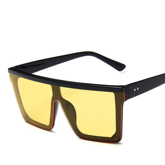 Oversize flat-top sunglasses with brown gradient lenses and a brown frame featuring a subtle leopard print. - Image 24