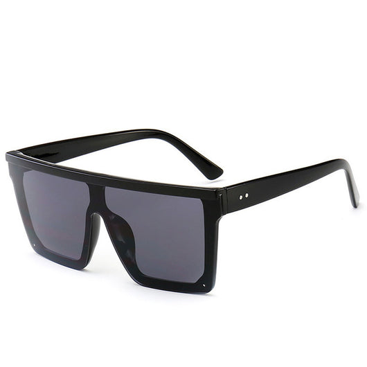 Oversize flat-top sunglasses with brown gradient lenses and a brown frame featuring a subtle leopard print. - Image 2