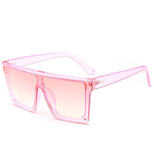 Oversize flat-top sunglasses with brown gradient lenses and a brown frame featuring a subtle leopard print. - Image 4