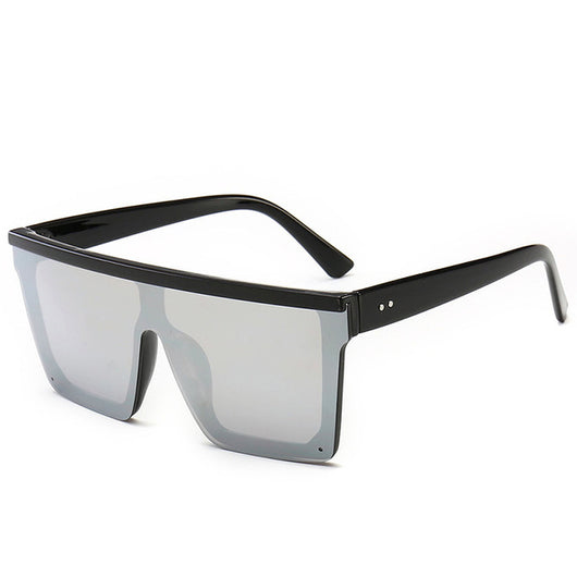 Oversize flat-top sunglasses with brown gradient lenses and a brown frame featuring a subtle leopard print. - Image 7