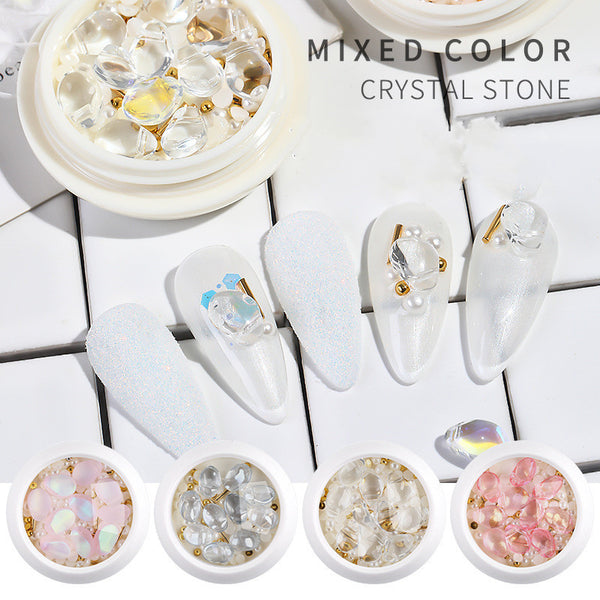 Joyería de Uñas con Cristales, Perlas y Acero - Diseño Mixto Elegante