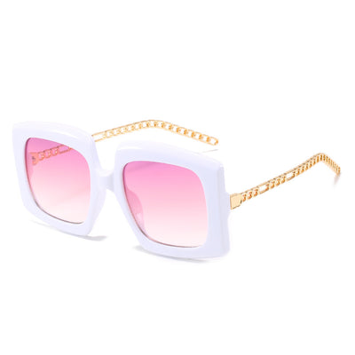 Gafas de Sol Cuadradas Cat-Eye con Cadena Metálica para Mujer - Image 15