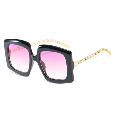 Gafas de Sol Cuadradas Cat-Eye con Cadena Metálica para Mujer